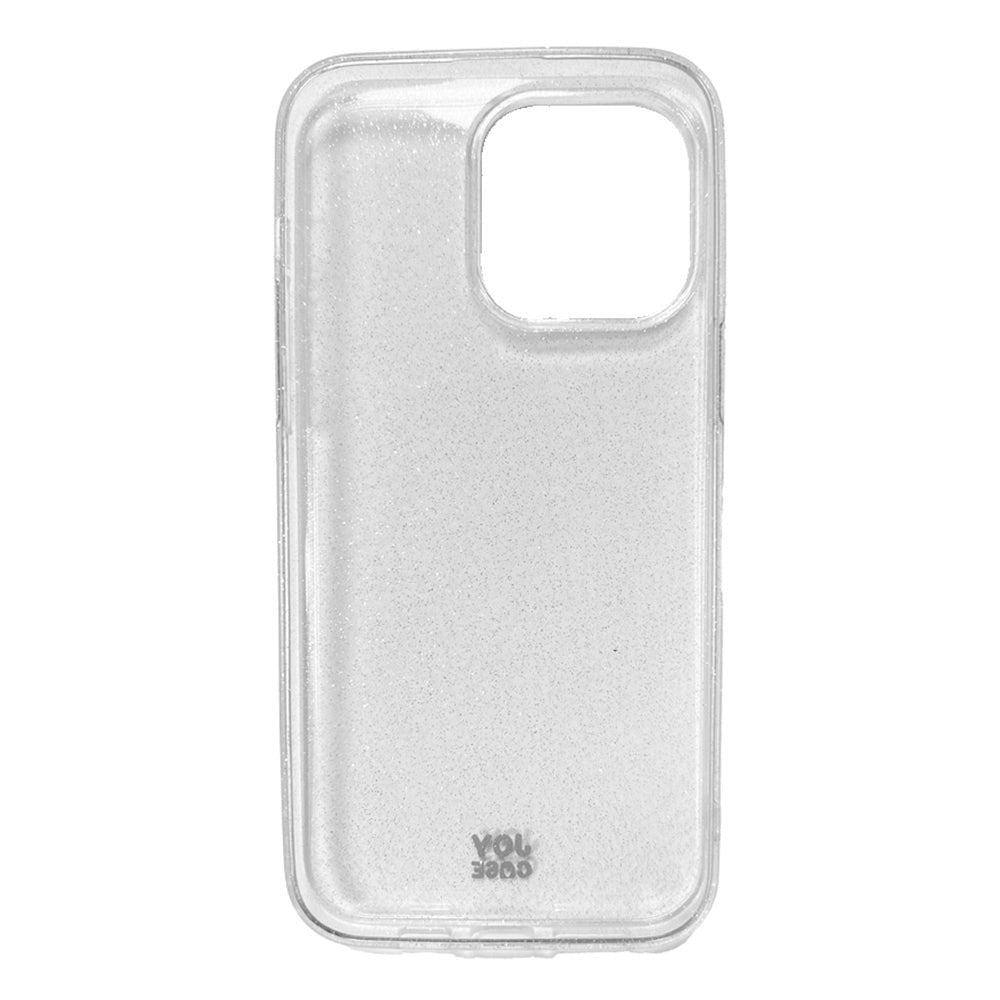 iPhone 14 Pro Max Joy Case Fleksibelt Plastik Cover m. Glimmer - Gennemsigtig / Sølv