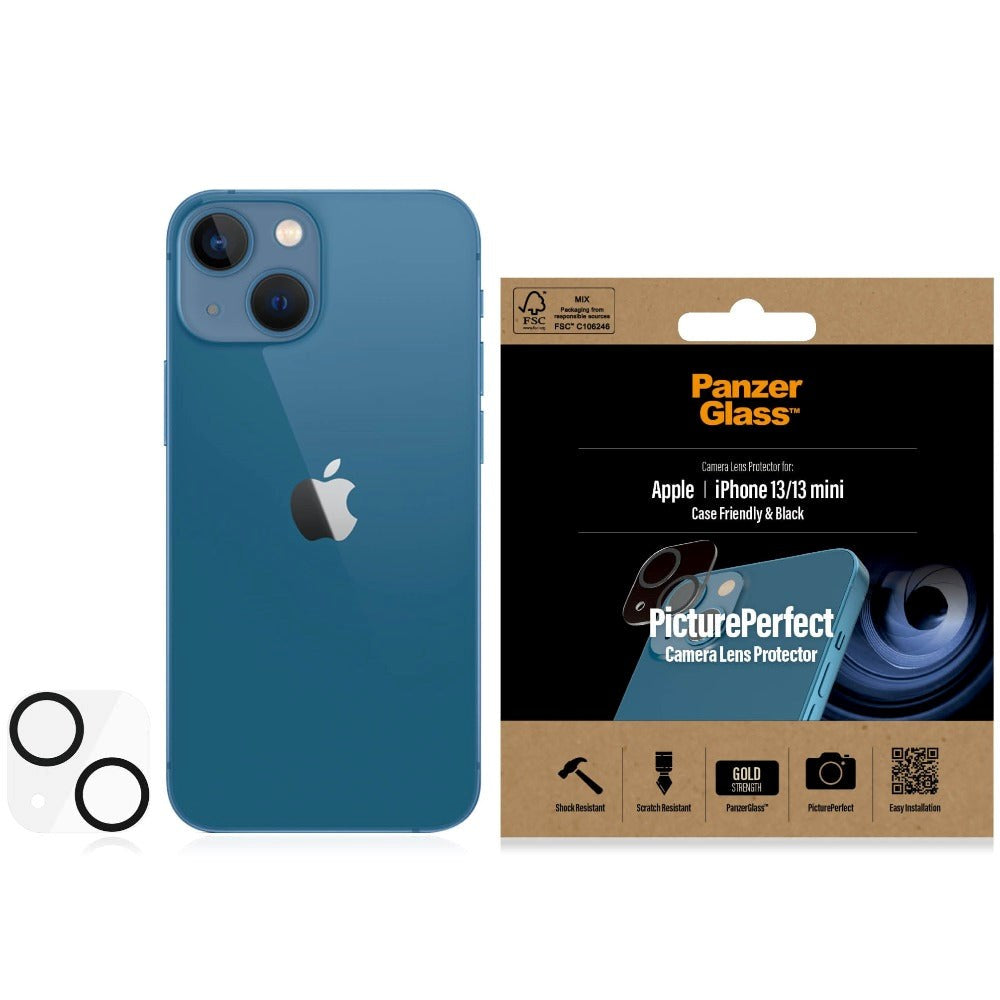iPhone 13 / 13 Mini PanzerGlass PicturePerfect - Kamerabeskyttelse - Gennemsigtig / Sort