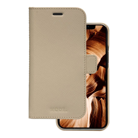 iPhone 12 / 12 Pro dbramante1928 Mode New York Ægte Magnetisk Læder Cover m. Pung - Sahara Sand