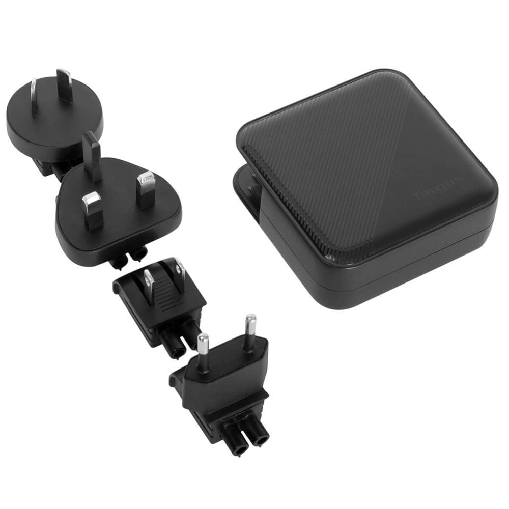 Targus GaN 100W PD Vægoplader m. 2 x USB-C, 2 x USB-A & Rejseadapter - Sort