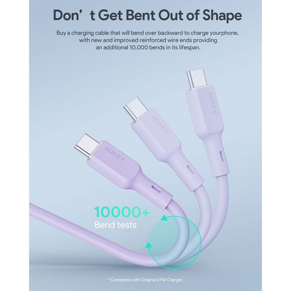 Aukey CB-SCC101 100W USB-C til USB-C Kabel - 1m - Lilla