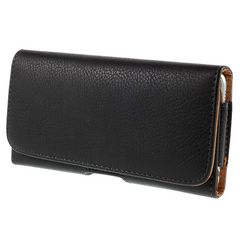 Litchi Grain Leather Case - Bæltetaske Sort - (Maks. Mobil: 160 x 77 x 15 mm)