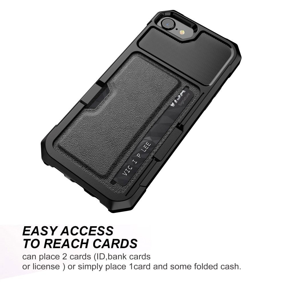 iPhone SE (2022 / 2020) / 8 / 7 / 6s / 6 Leather Coated Hybrid Cover m. Magnet & Kortholder Sort