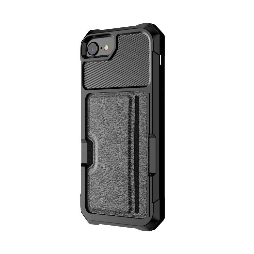 iPhone SE (2022 / 2020) / 8 / 7 / 6s / 6 Leather Coated Hybrid Cover m. Magnet & Kortholder Sort