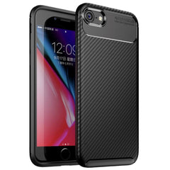 iPhone SE (2022 / 2020) / 8 / 7 Carbon Fiber Fleksibelt Plastik Cover - Sort