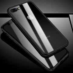 iPhone 8 Plus / 7 Plus 360 Grader Magnetisk Cover m. Glasforside & Bagside - Sort