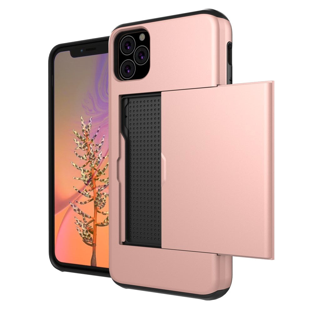 iPhone 11 Hybrid Håndværkercover m. Kortholder Rose Gold