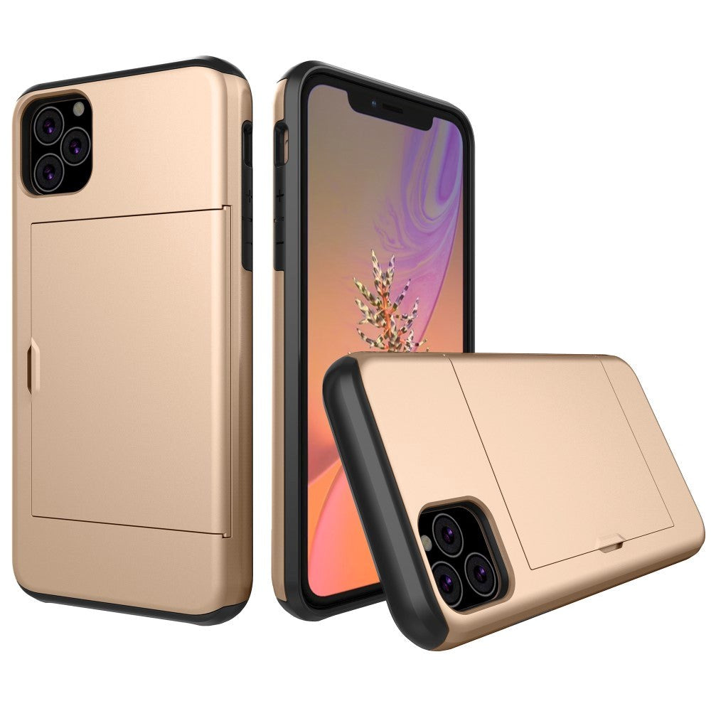 iPhone 11 Hybrid Håndværkercover m. Kortholder Guld