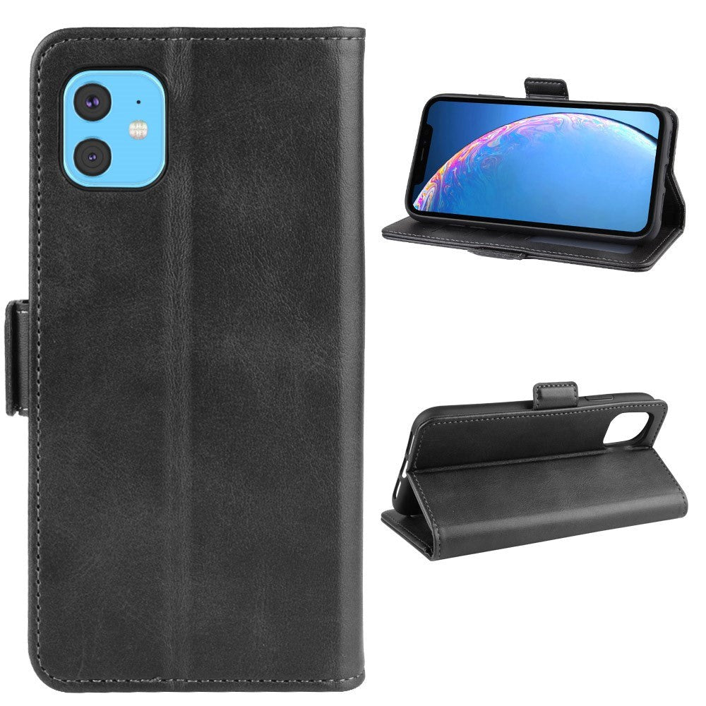 iPhone 11 Leather Stand Cover m. Pung Sort