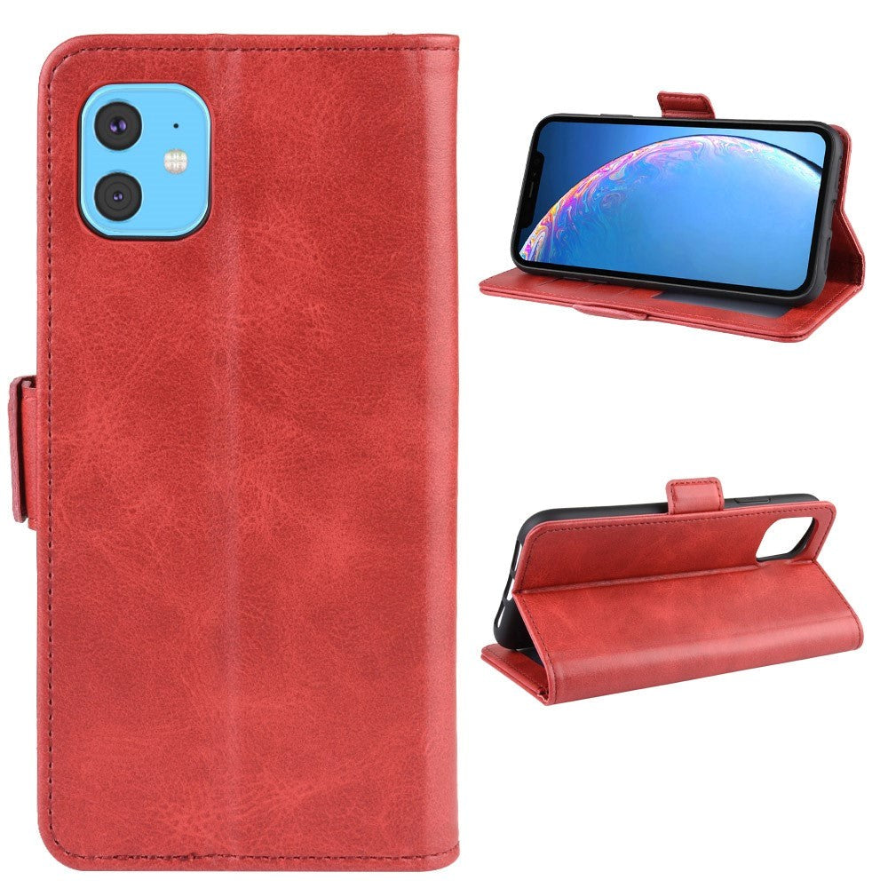 iPhone 11 Leather Stand Cover m. Pung Rød