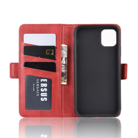 iPhone 11 Leather Stand Cover m. Pung Rød