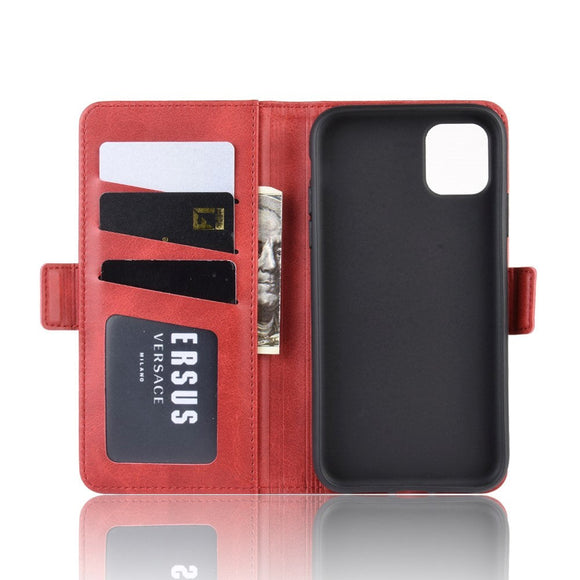 iPhone 11 Leather Stand Cover m. Pung Rød