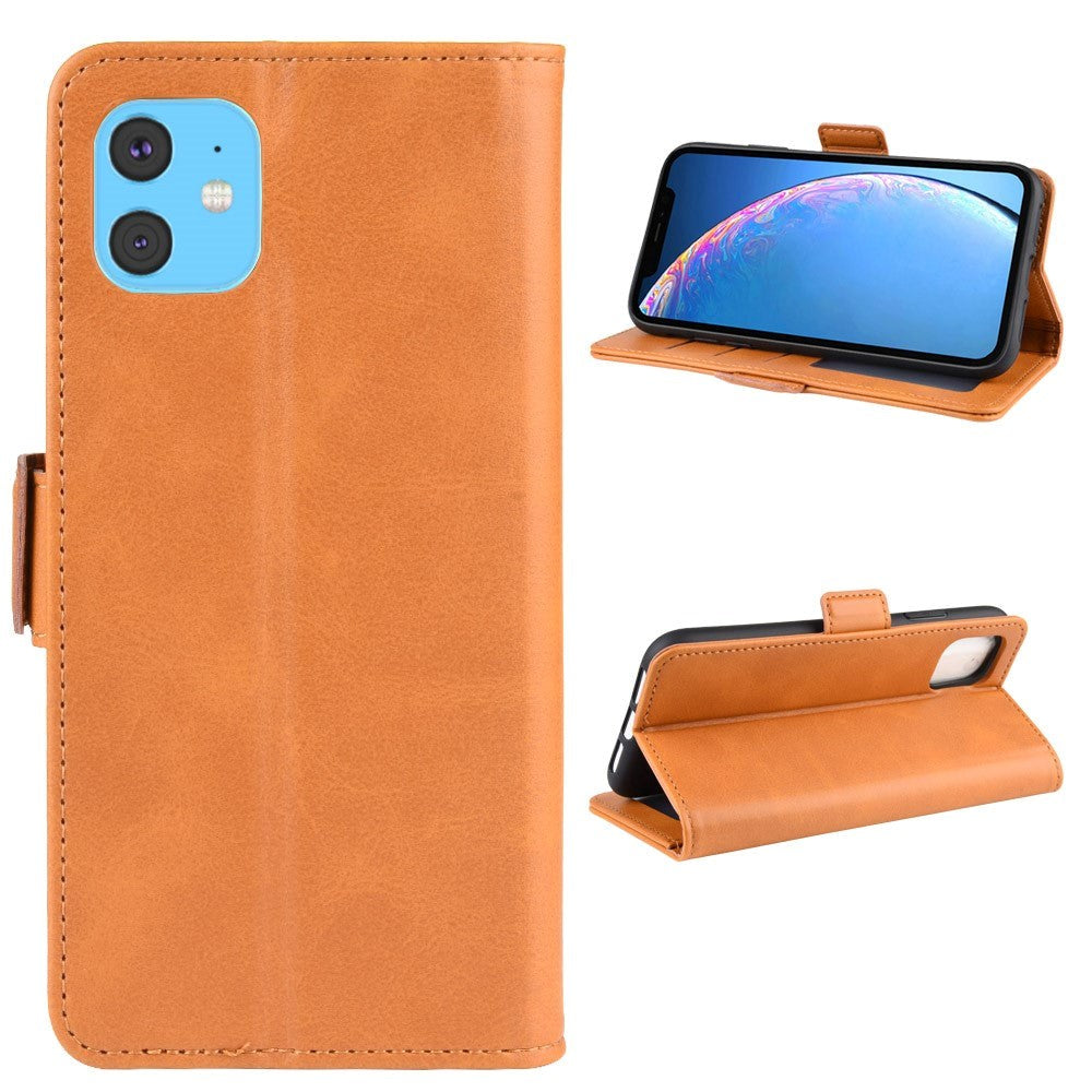 iPhone 11 Leather Stand Cover m. Pung Lys Brun