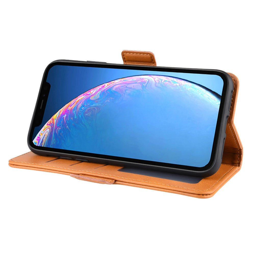 iPhone 11 Leather Stand Cover m. Pung Lys Brun