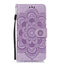iPhone 11 Læder Cover m. Pung Sun Mandala Flower Pattern Imprint Lilla