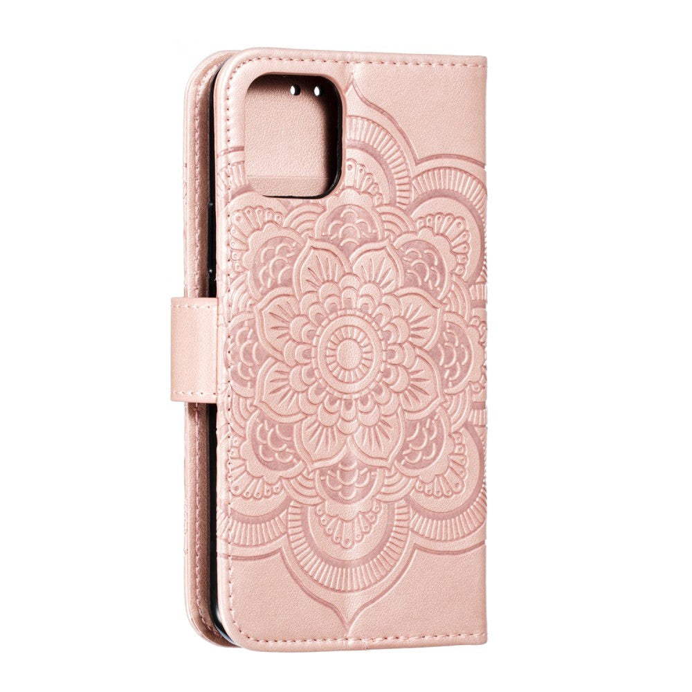 iPhone 11 Pro Læder Cover m. Pung - Mandala Mønster Lyserød