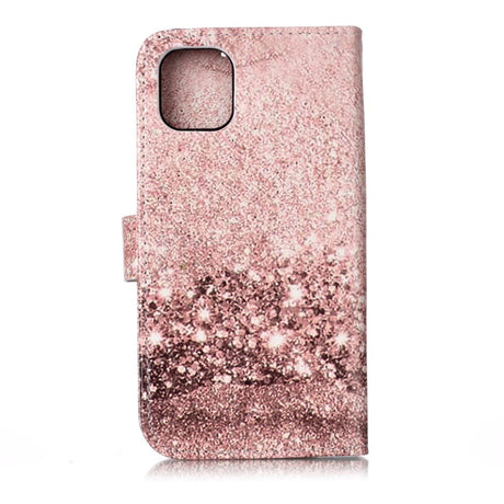 iPhone 11 Læder Cover m. Pung & Print - Rose Gold