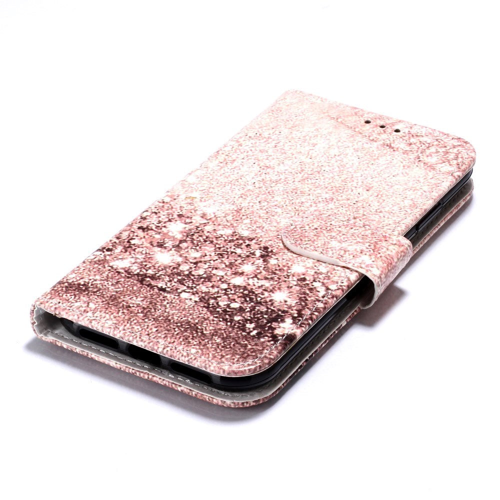 iPhone 11 Læder Cover m. Pung & Print - Rose Gold