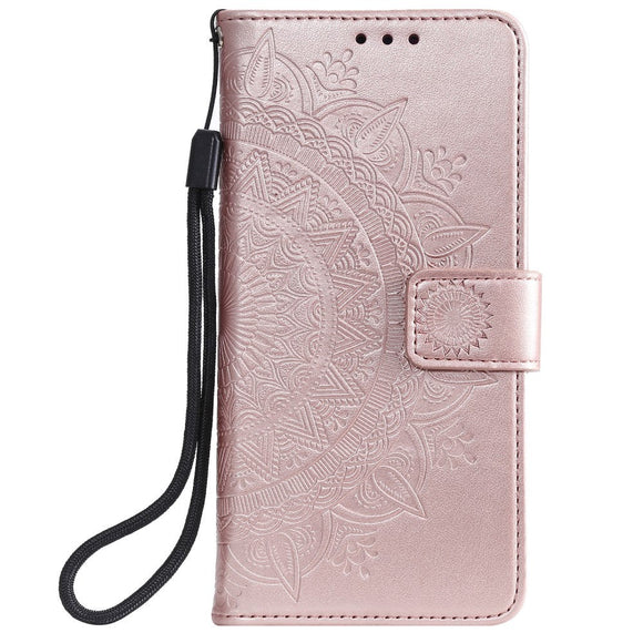 iPhone 11 Læder Cover m. Pung - Mandala Mønster Rose Gold