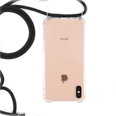 iPhone X / XS Gennemsigtig Fleksibelt Plastik Cover m. Snor / Strop - Sort