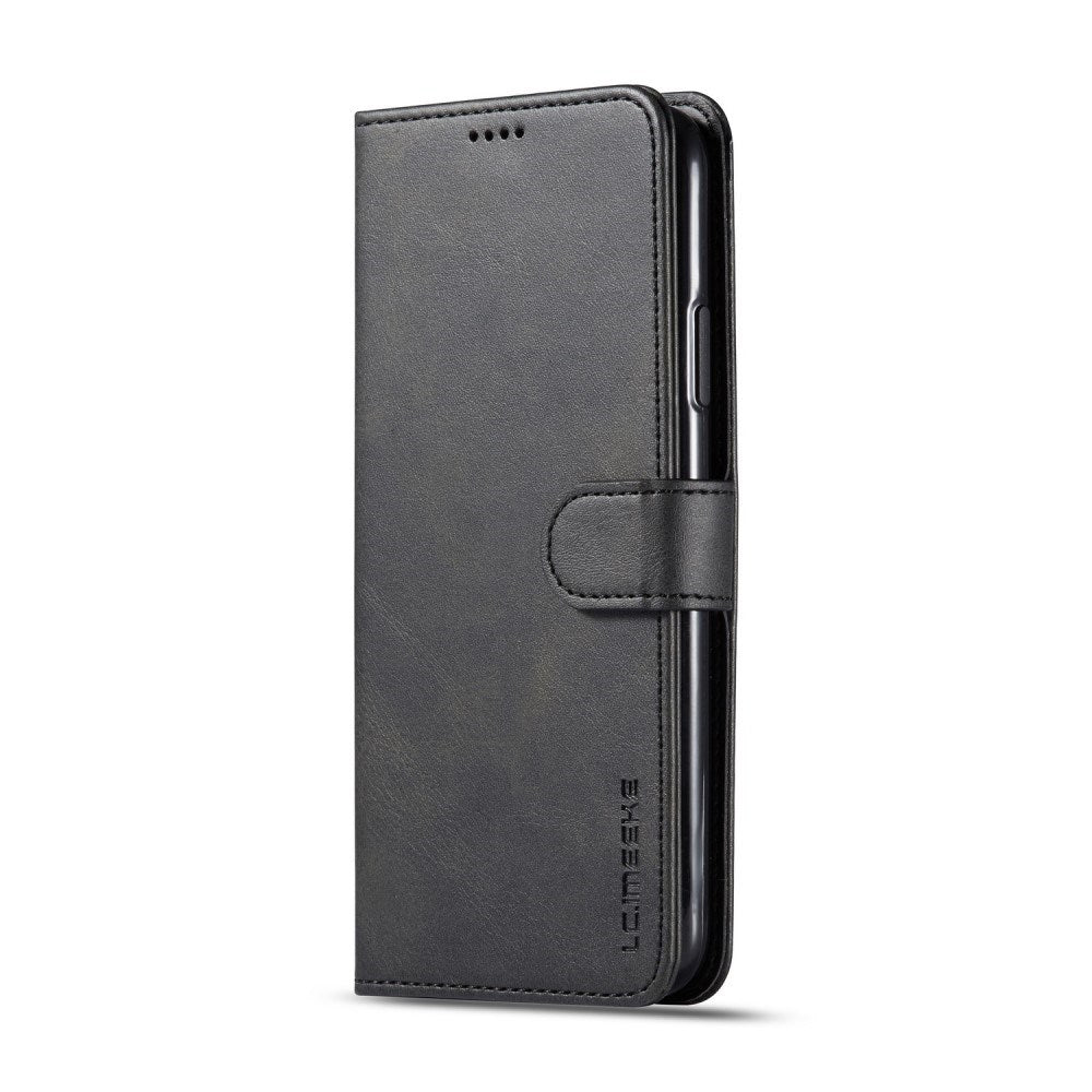 iPhone 11 Pro Max Kunstlæder Flip Cover m. Kortholder & Ståfunktion - Sort