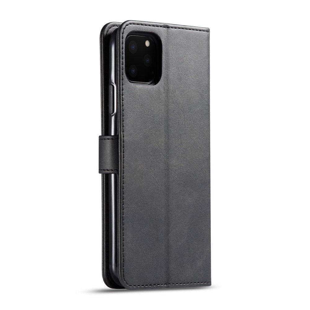 iPhone 11 Pro Max Kunstlæder Flip Cover m. Kortholder & Ståfunktion - Sort