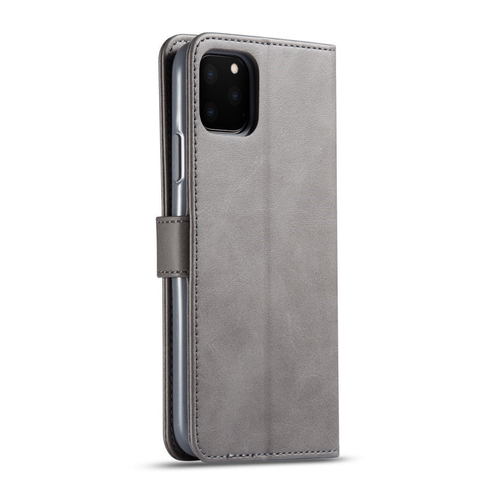 iPhone 11 Pro Max Kunstlæder Flip Cover m. Kortholder & Ståfunktion - Grå