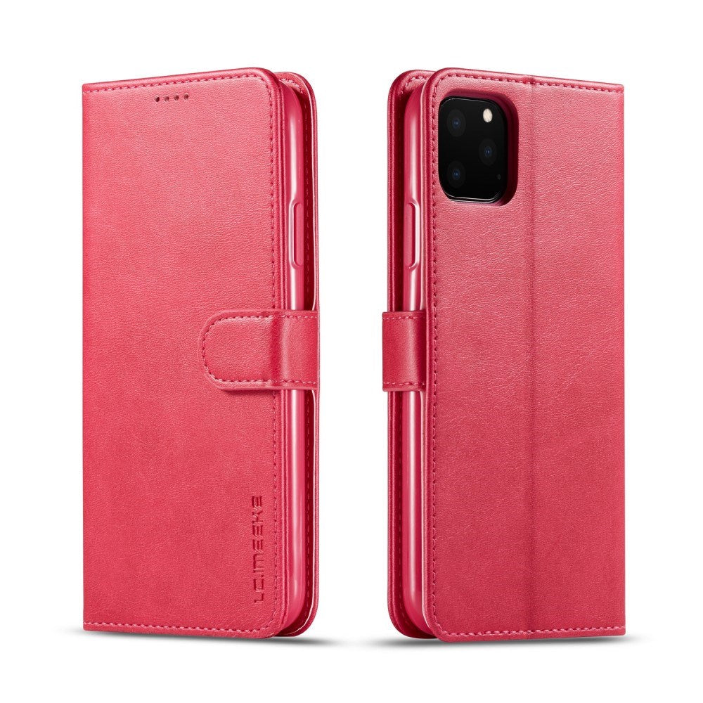 iPhone 11 Pro Max Kunstlæder Flip Cover m. Kortholder & Ståfunktion - Lyserød