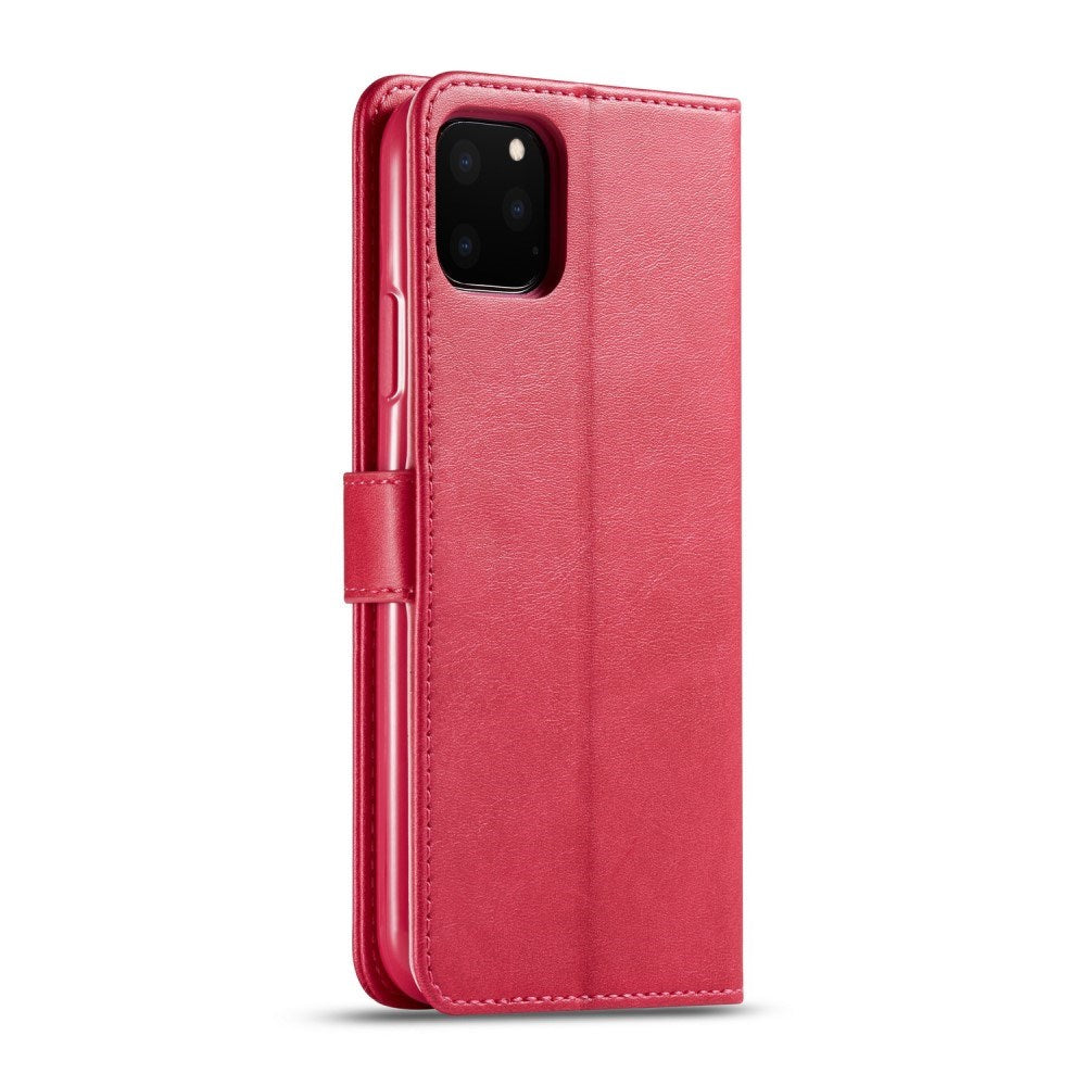 iPhone 11 Pro Max Kunstlæder Flip Cover m. Kortholder & Ståfunktion - Lyserød