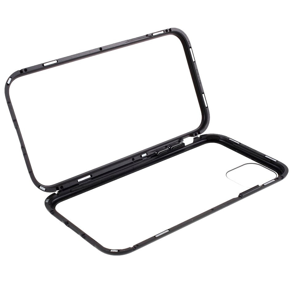 iPhone 11 Pro Max Magnetisk Metal Cover m. Glasbagside - Sort