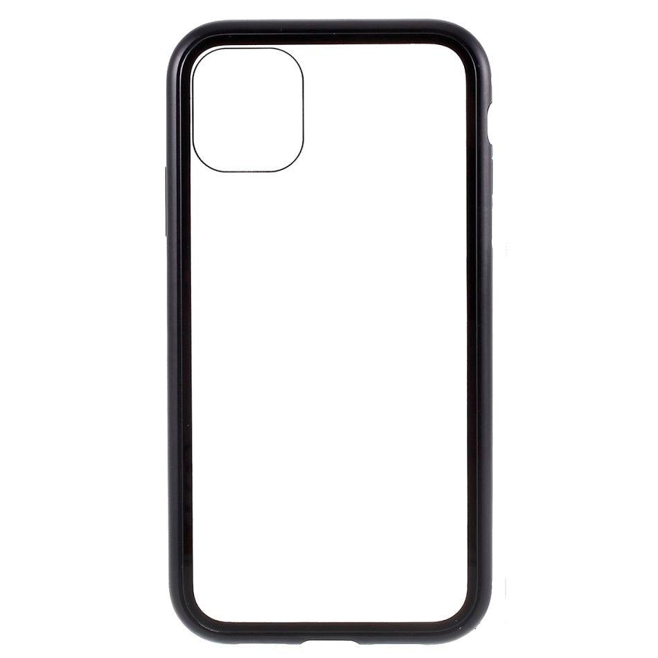 iPhone 11 Pro Max Magnetisk Metal Cover m. Glasbagside - Sort