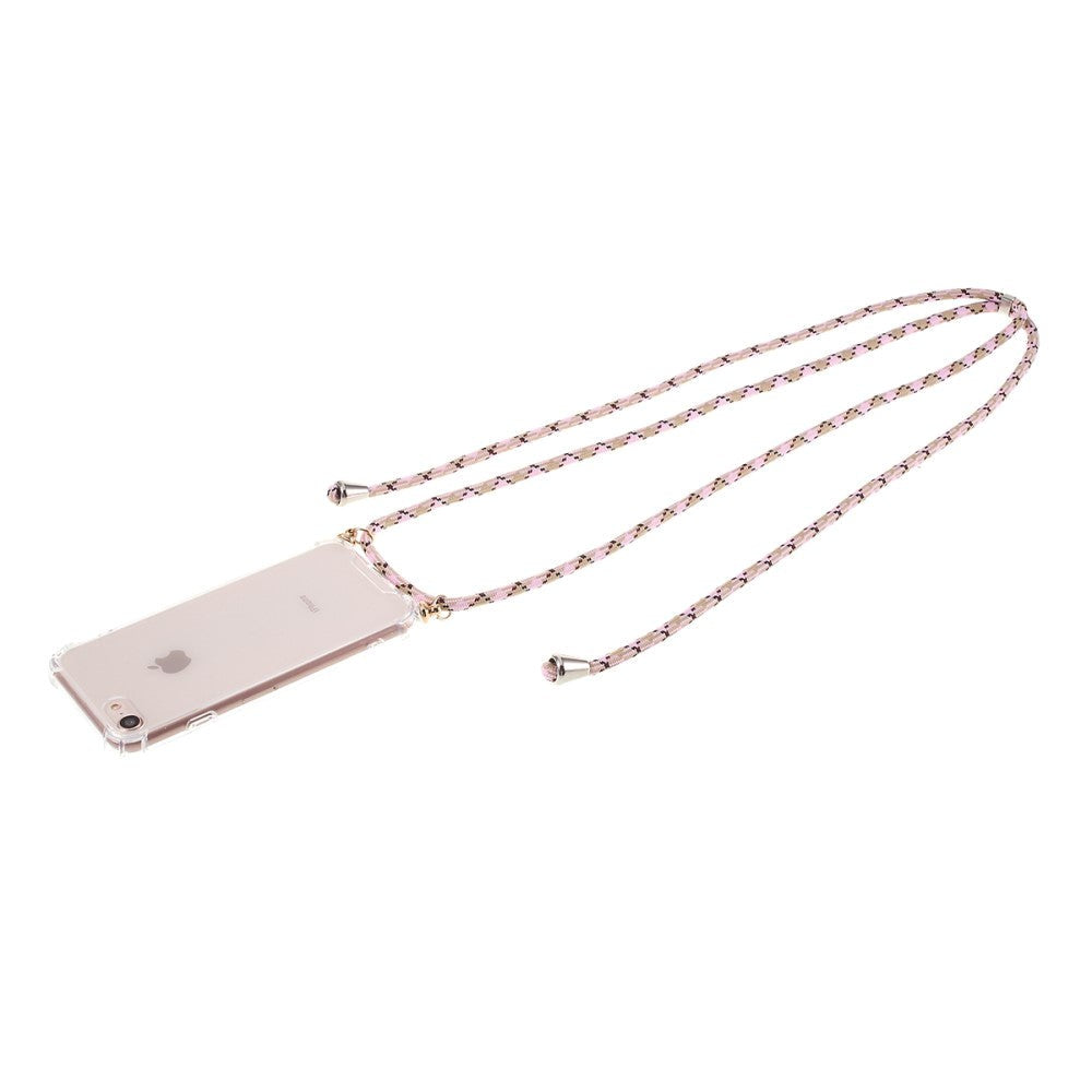 iPhone SE (2022 / 2020) / 8 / 7 Fleksibelt Plastik Cover m. Snor / Strop - Lyserøde Striber