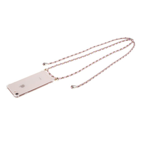 iPhone SE (2022 / 2020) / 8 / 7 Fleksibelt Plastik Cover m. Snor / Strop - Lyserøde Striber