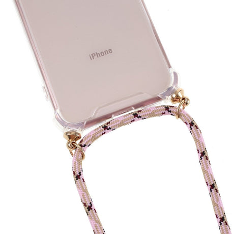 iPhone SE (2022 / 2020) / 8 / 7 Fleksibelt Plastik Cover m. Snor / Strop - Lyserøde Striber