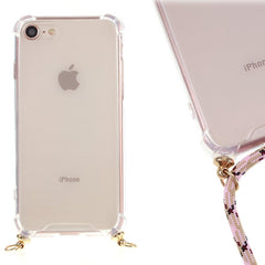 iPhone SE (2022 / 2020) / 8 / 7 Fleksibelt Plastik Cover m. Snor / Strop - Lyserøde Striber