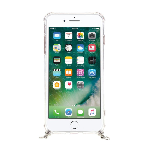 iPhone SE (2022 / 2020) / 8 / 7 Fleksibelt Plastik Cover m. Snor / Strop - Lyserøde Striber