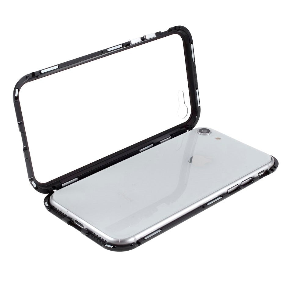 iPhone SE (2022 / 2020) / 8 / 7 360⁰ Magnetisk Cover m. Glas Forside & Bagside - Sort