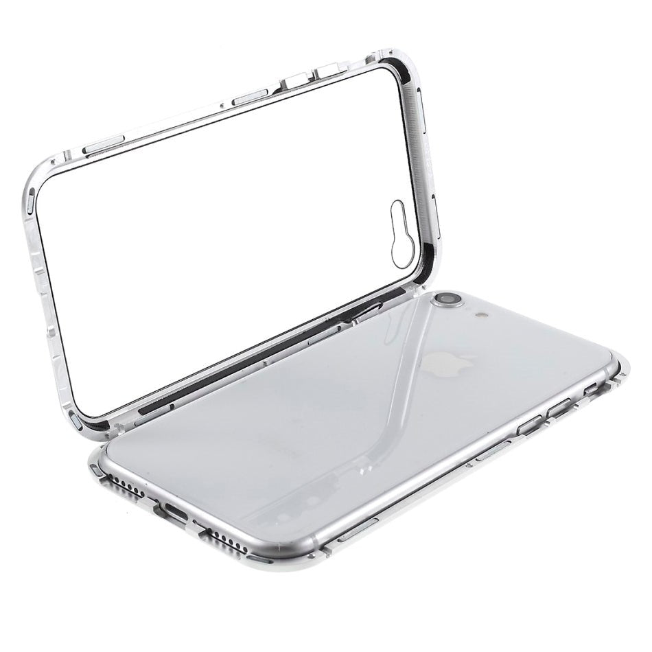 iPhone SE (2022 / 2020) / 8 / 7 360⁰ Magnetisk Cover m. Glas Forside & Bagside - Sølv