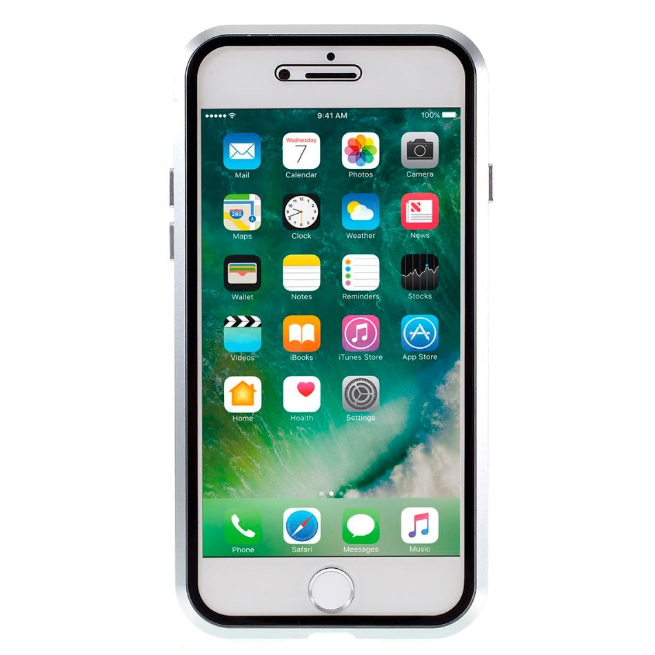 iPhone SE (2022 / 2020) / 8 / 7 360⁰ Magnetisk Cover m. Glas Forside & Bagside - Sølv
