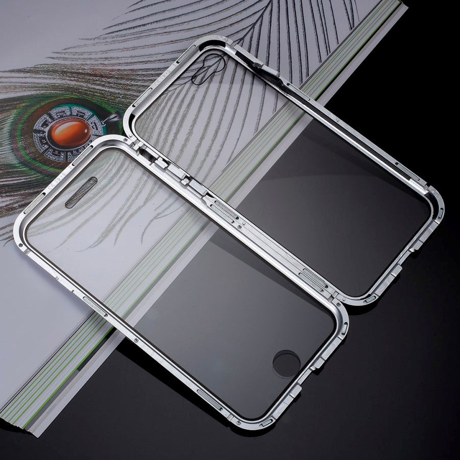 iPhone SE (2022 / 2020) / 8 / 7 360⁰ Magnetisk Cover m. Glas Forside & Bagside - Sølv
