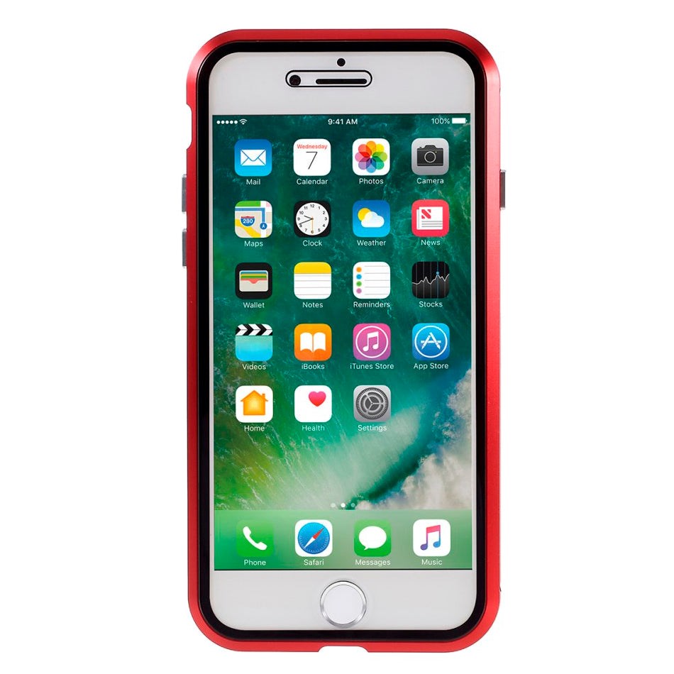 iPhone SE (2022 / 2020) / 8 / 7 360⁰ Magnetisk Cover m. Glas Forside & Bagside - Rød