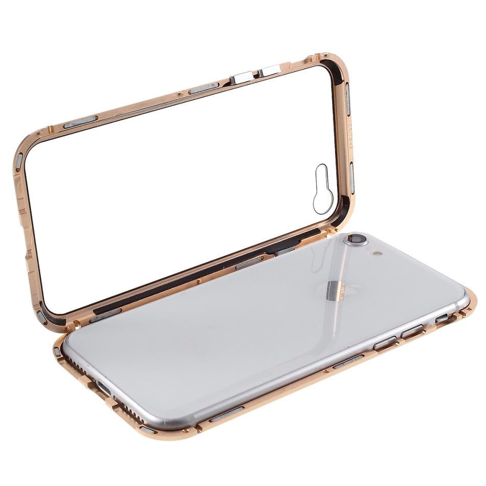 iPhone SE (2022 / 2020) / 8 / 7 360⁰ Magnetisk Cover m. Glas Forside & Bagside - Guld