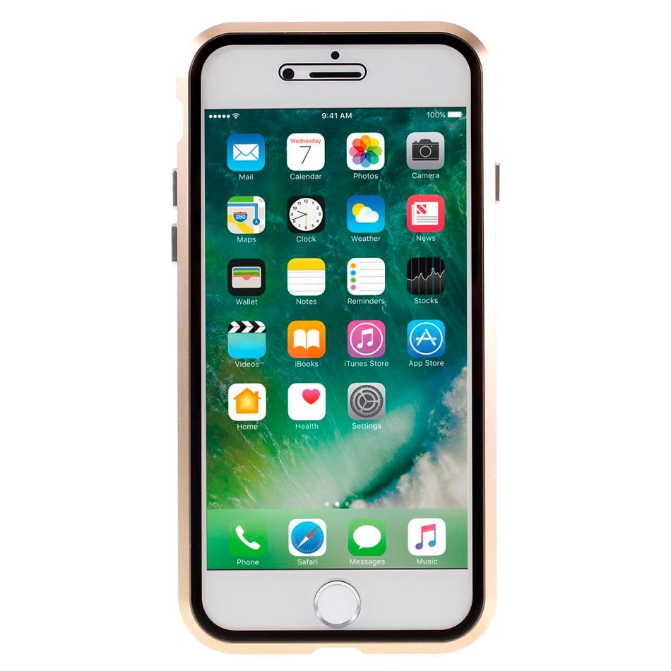 iPhone SE (2022 / 2020) / 8 / 7 360⁰ Magnetisk Cover m. Glas Forside & Bagside - Guld