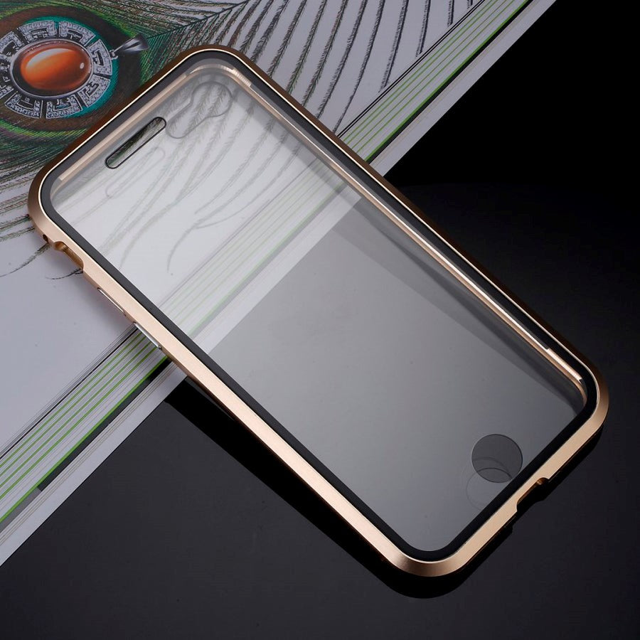 iPhone SE (2022 / 2020) / 8 / 7 360⁰ Magnetisk Cover m. Glas Forside & Bagside - Guld