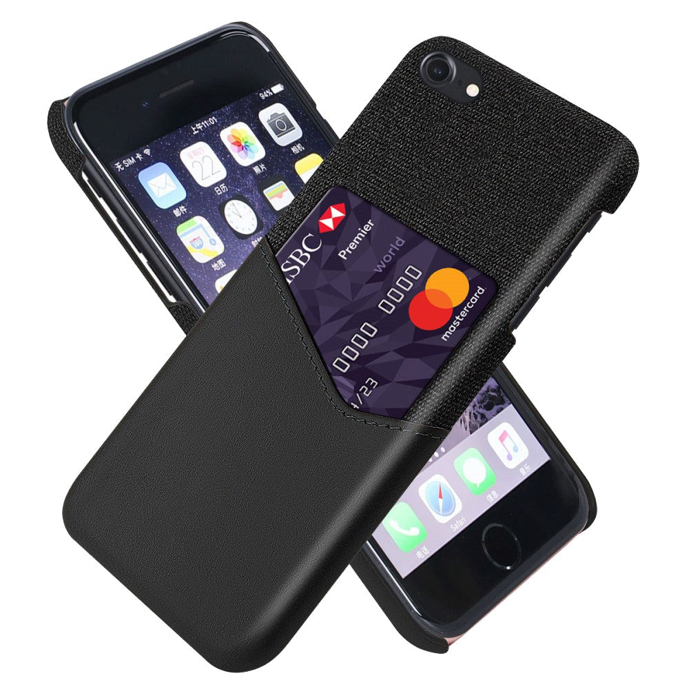 iPhone SE (2022 / 2020) / 8 / 7 Læder & Tekstil Cover m. Kortlomme - Sort