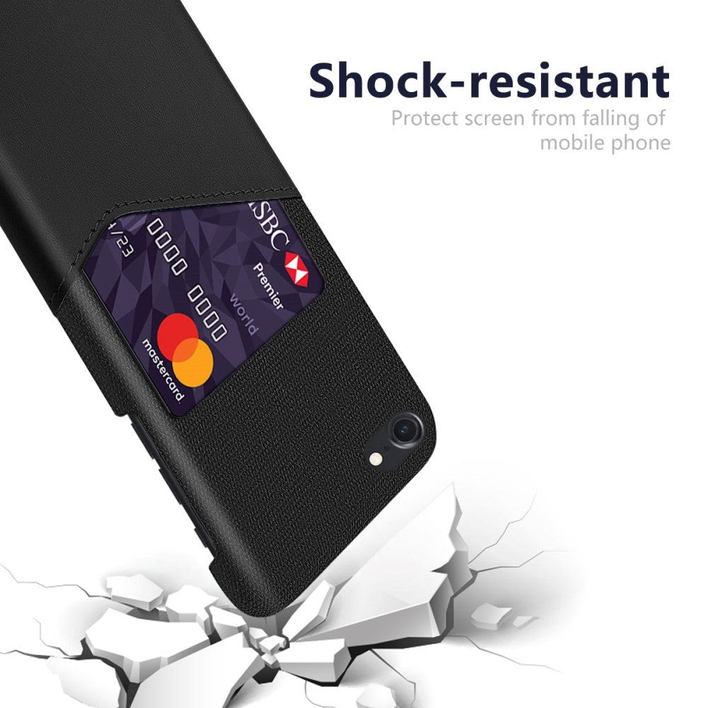 iPhone SE (2022 / 2020) / 8 / 7 Læder & Tekstil Cover m. Kortlomme - Sort