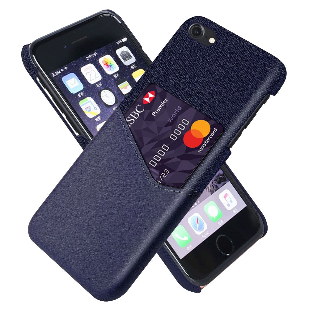iPhone SE (2022 / 2020) / 8 / 7 Læder & Tekstil Cover m. Kortlomme - Blå