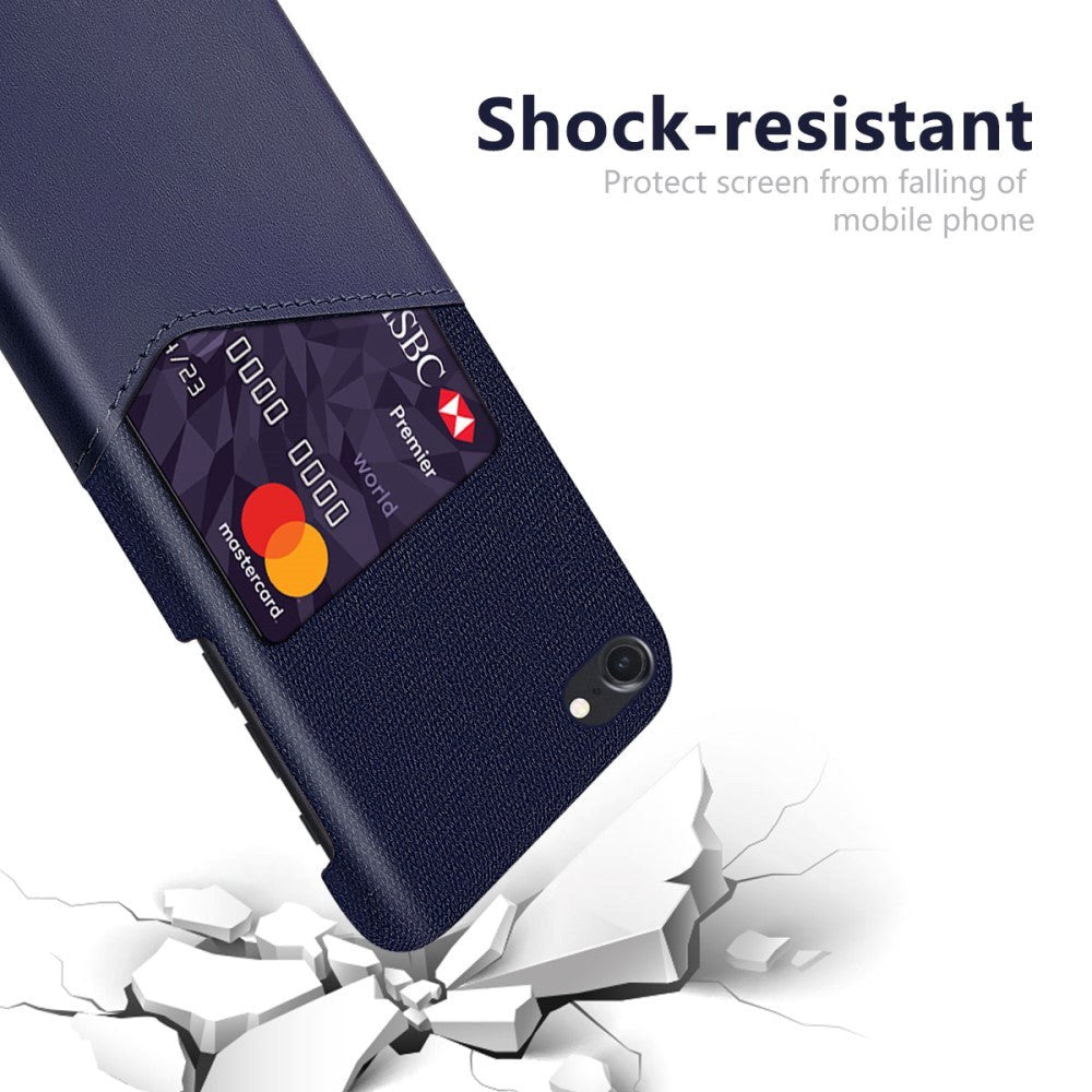 iPhone SE (2022 / 2020) / 8 / 7 Læder & Tekstil Cover m. Kortlomme - Blå