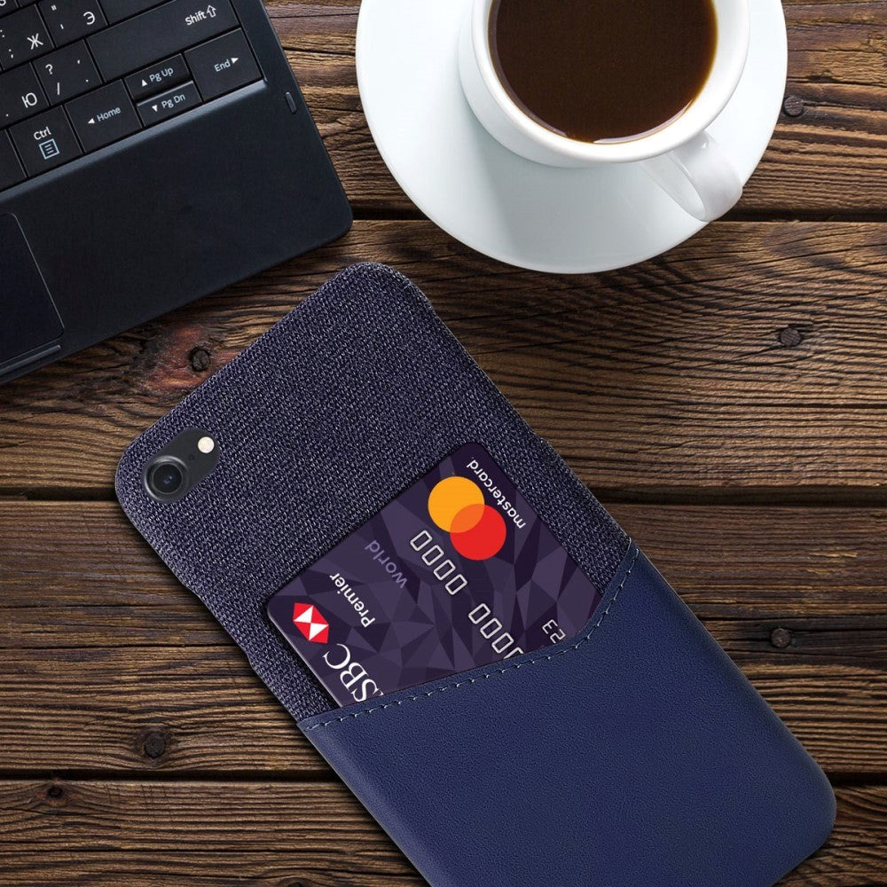 iPhone SE (2022 / 2020) / 8 / 7 Læder & Tekstil Cover m. Kortlomme - Blå