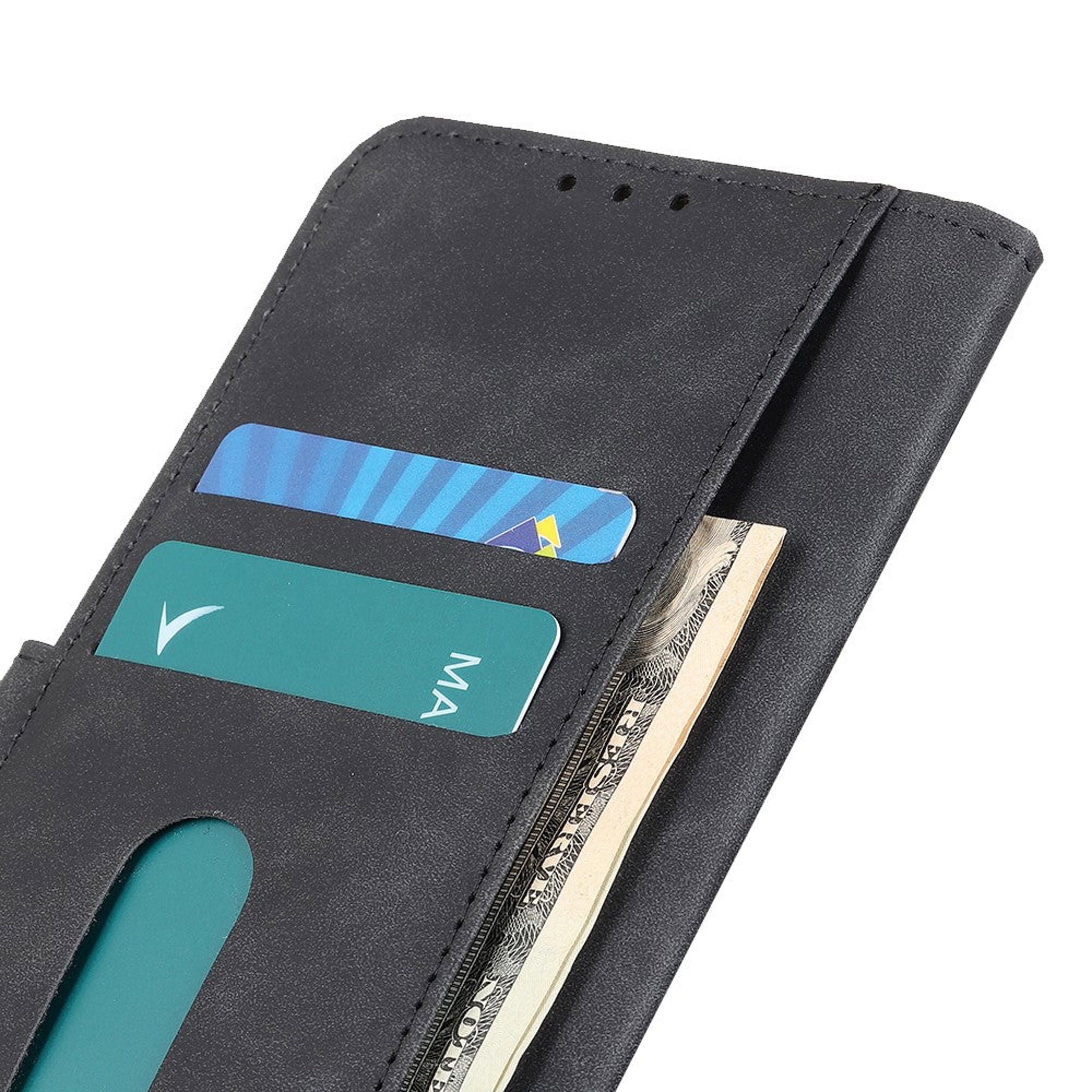 iPhone 12 Pro Max KHAZNEH Retro Læder Cover m. Pung - Sort